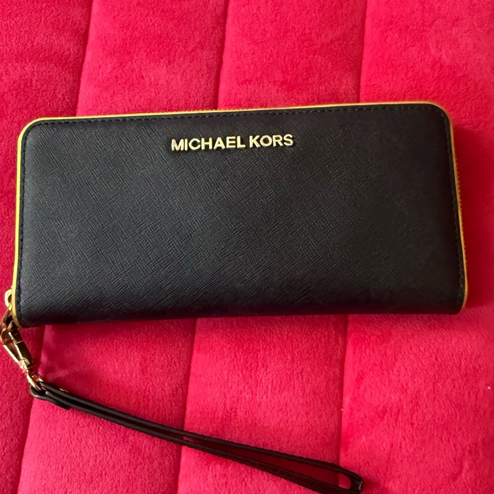 Michael Kors Black Wallet with Gold Trim